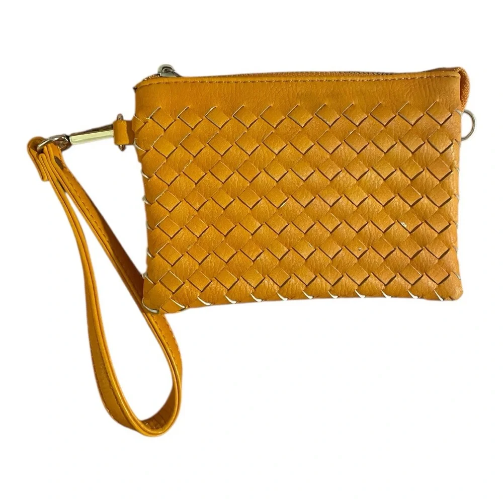 Charming Charlie Orange Woven Clutch Wristlet - Picture 1 of 10